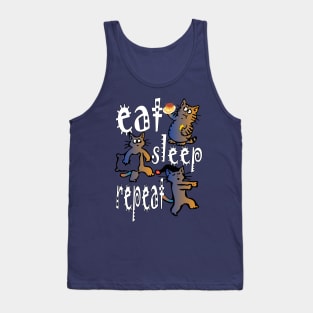 cat lazy life sleep eat repeat Tank Top